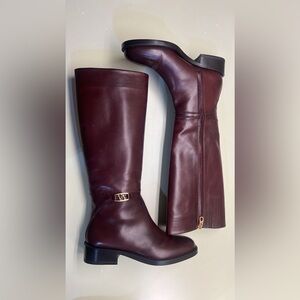 Vittorio Virgili MADE IN ITALY LEATHER Burgundy Boots with Gold Accent EU40